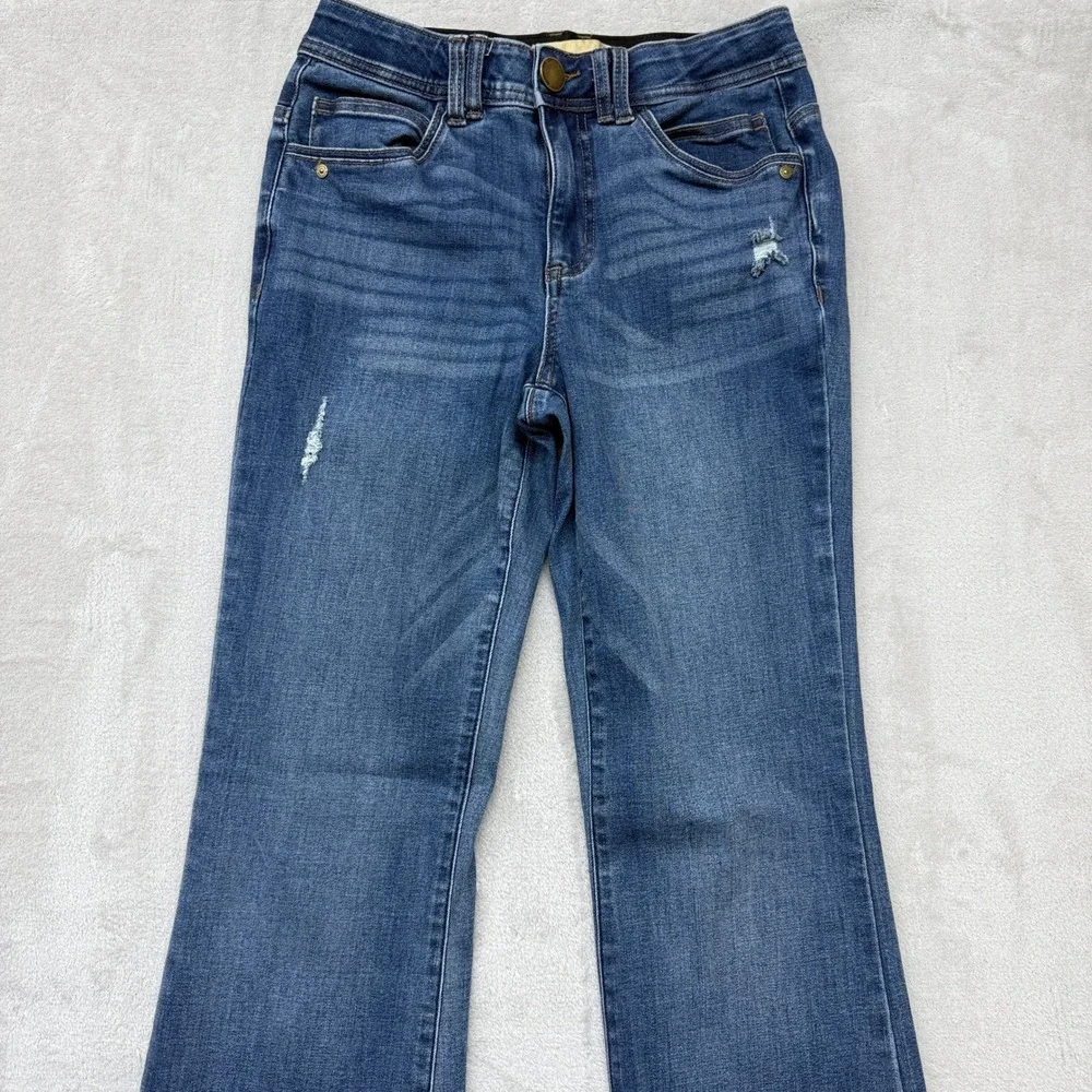 Democracy Jeans‎ Women's 4 Flare Boho Blue Distressed Ab Technology Casual Denim
